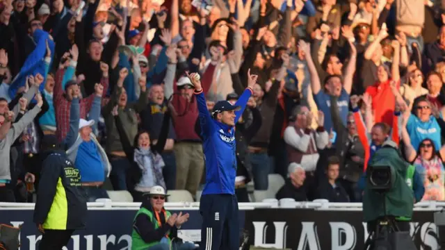 Alex Hales takes a catch to end the match