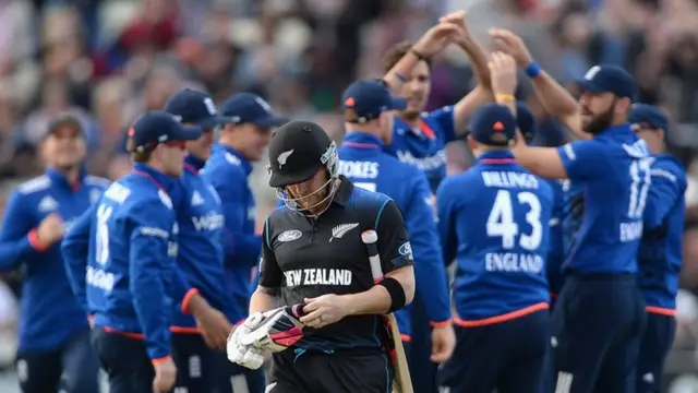 Brendon McCullum walks off as England celebrate his wicket