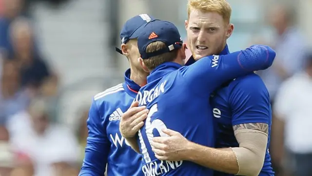 Ben Stokes celebrates wicket