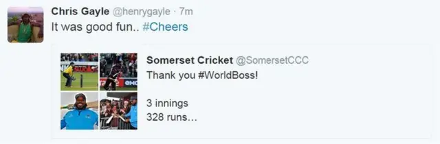 Chris Gayle tweet