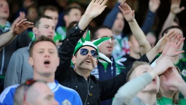 Northern Ireland fans making a din