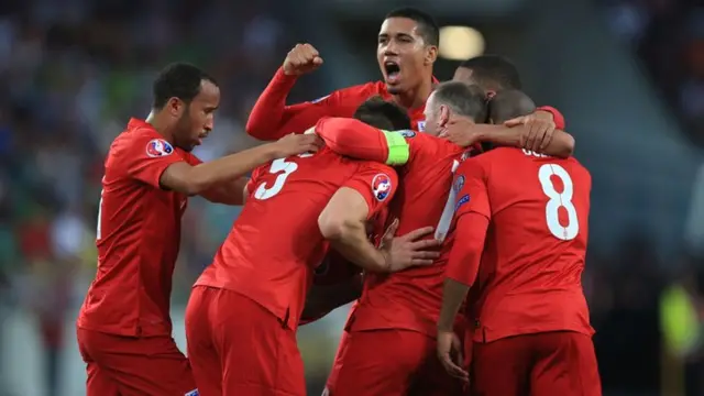 England players celebrate