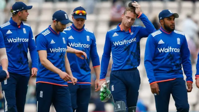 England players leave the pitch at the Ageas Bowl