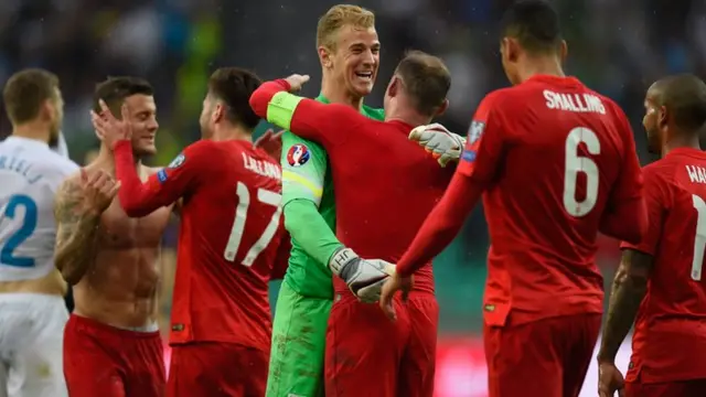 England players celebrate