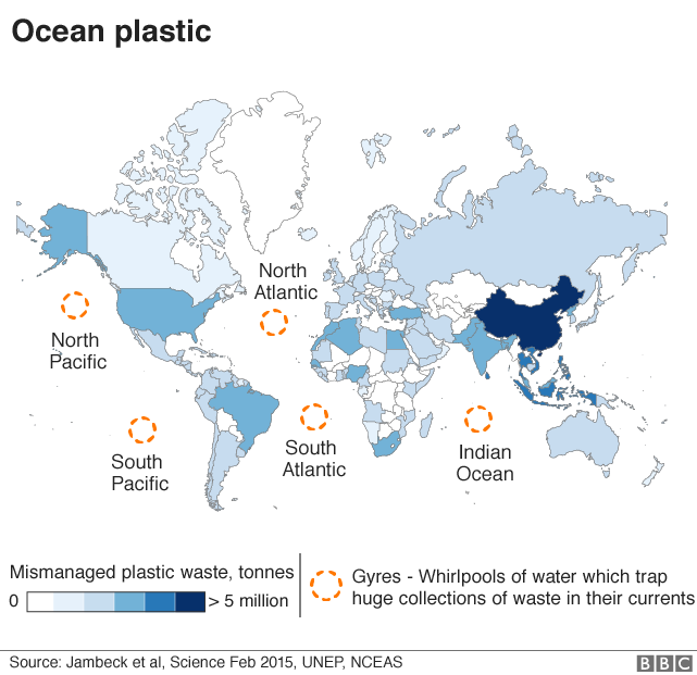 Map: plastic in the seas