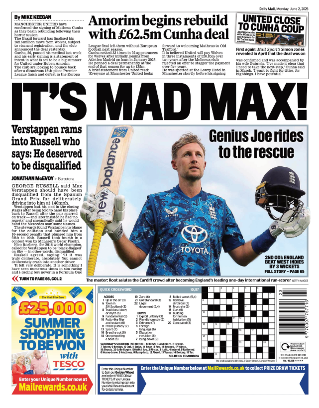 Daily Mail back page