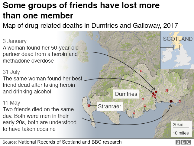 Map showing links between drug-related deaths in 2017