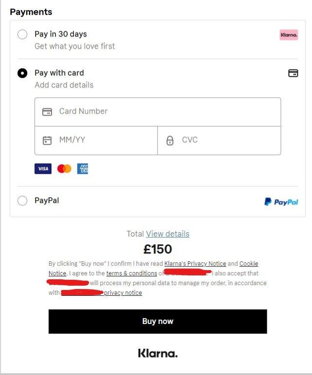 Klarna payment