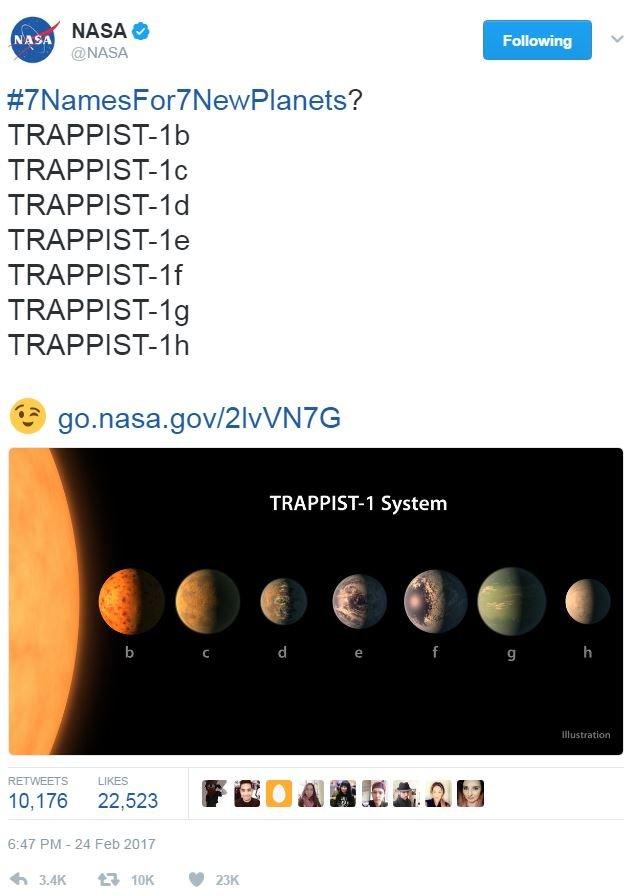 Screengrab of tweet by Nasa