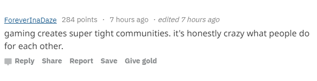 Reddit comment from ForeverInaDaze