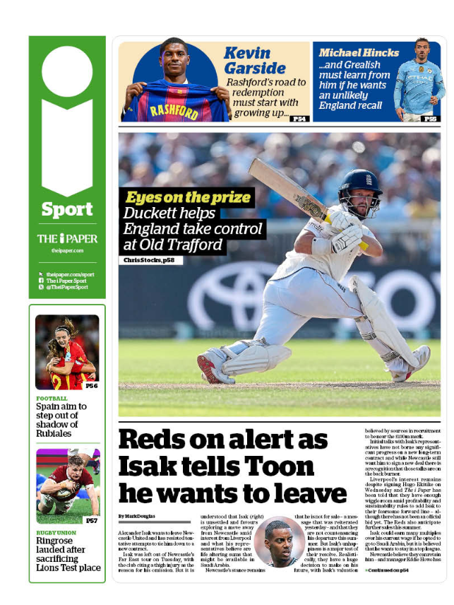 Back page of the i