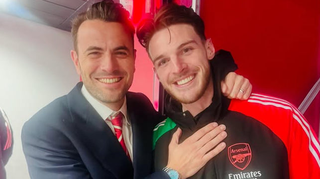 Ben Winston with Arsenal midfielder Declan Rice