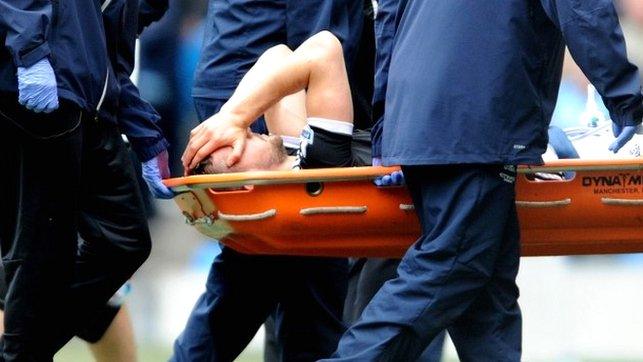 Southampton's Jay Rodriguez leaves the pitch on a stretcher