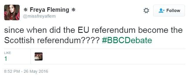 Since when did the EU referendum become the Scottish Referendum??