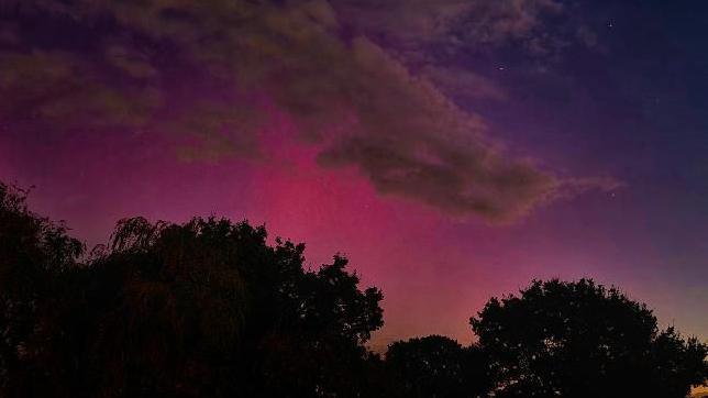 Northern lights above Harlestone in Northamptonshire