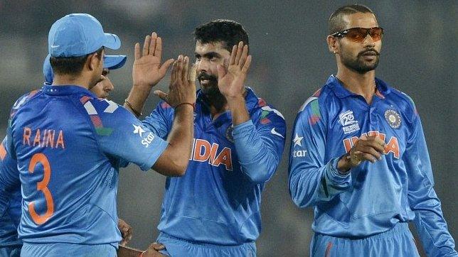 India celebrate against West Indies in Mirpur