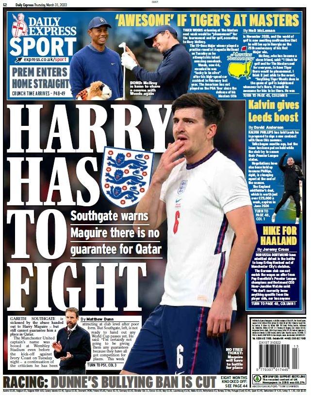 The back page of the Daily Express