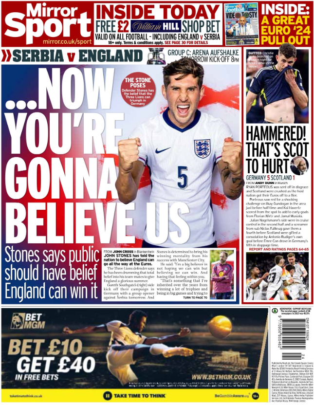 The back page of the Mirror