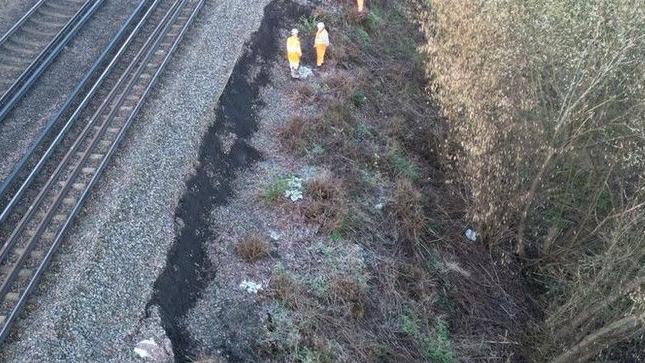 Rail landslip