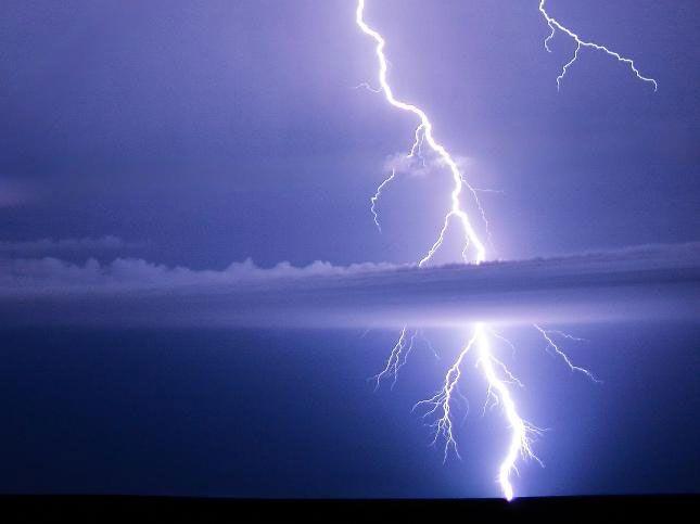 Lightning lights up the night sky in Brasted, Kent