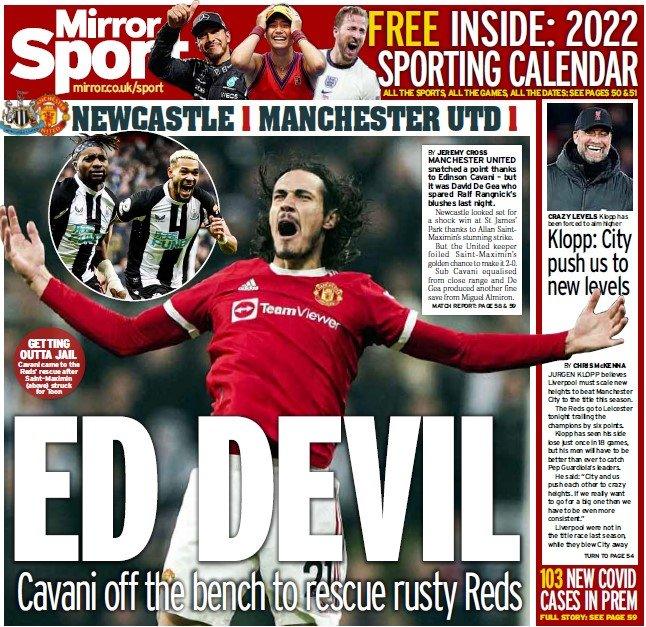 The back page of the Daily Mirror