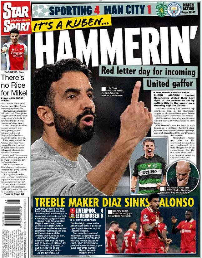 The back page of the Daily Star