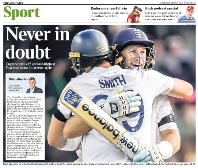 The Times back page