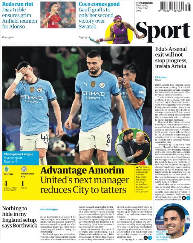 The back page of the Guardian