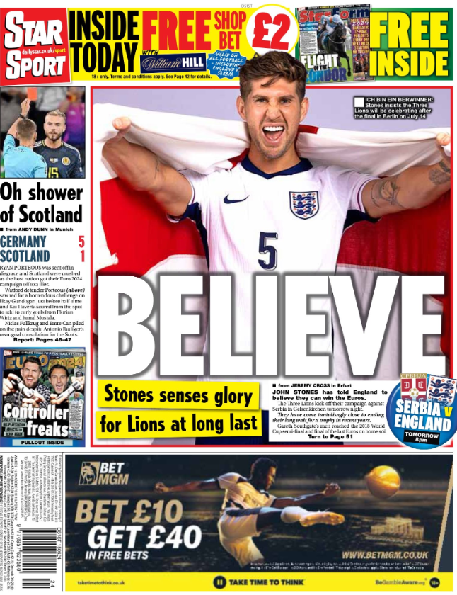 The back page of the Star