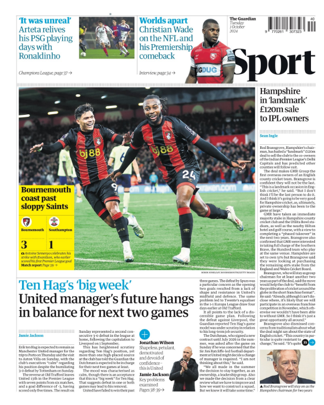 Back page of the Guardian