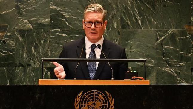 Keir Starmer addresses world leaders at the UN General Assembly in New York City