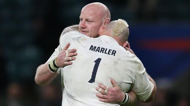 Joe Marler hugging Dan Cole