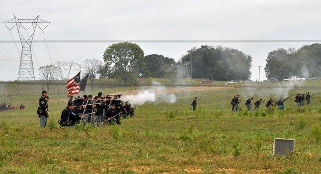 Re-enactors on the field