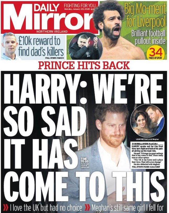 Daily Mirror front page