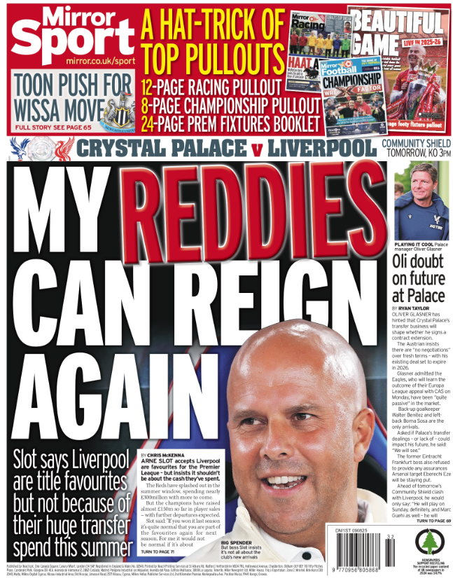 The Mirror back page