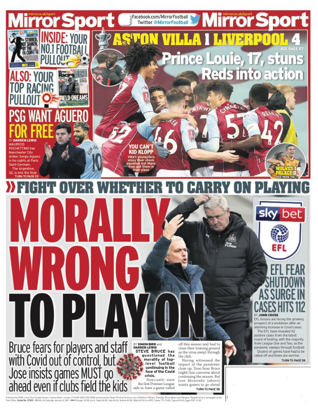 The back page of the Mirror