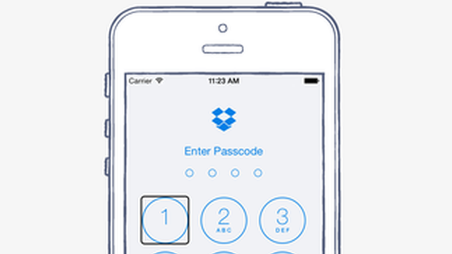 Dropbox displayed on an iPhone