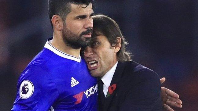 Chelsea striker Diego Costa (left) and manager Antonio Conte