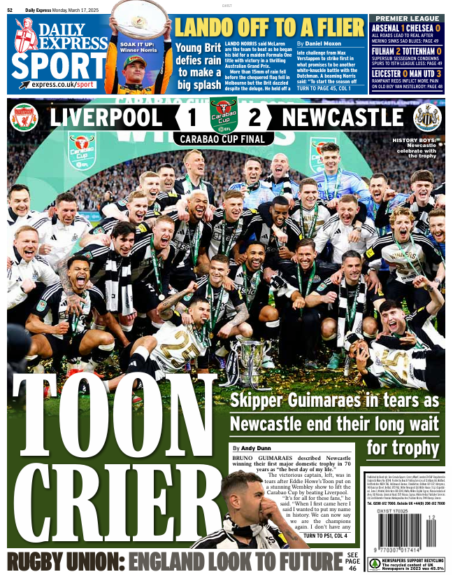 Daily Express back page