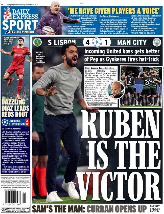 The back page of the Daily Express