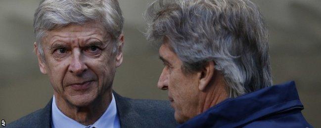 Arsenal manager Arsene Wenger and Manchester City boss Manuel Pellegrini