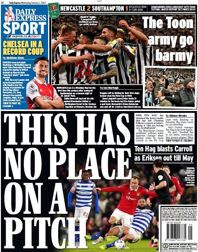 The back page of the Daily Express