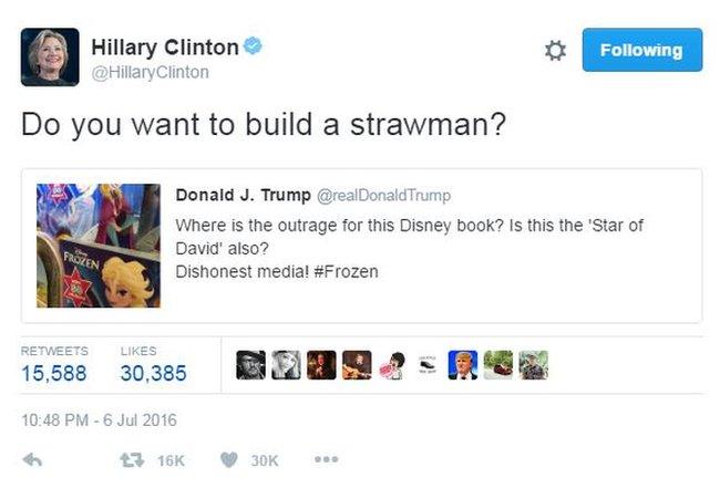 Democratic presidential nominee Hillary Clinton on Twitter.