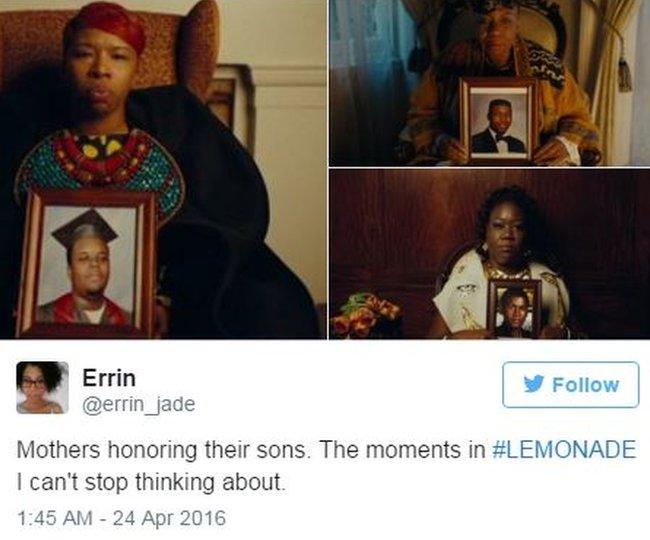 Tweet by Erinn about the mothers of Eric Garner, Trayvon Martin and Michael Brown