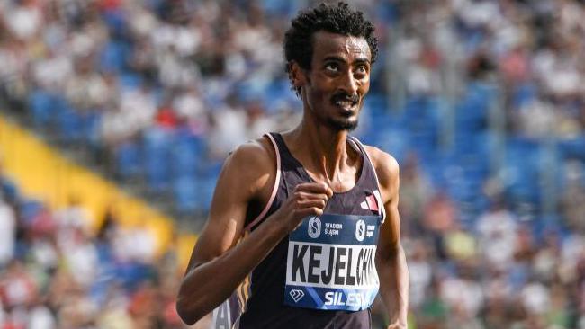 Ethiopian Yomif Kejelcha in action on the track earlier this summer