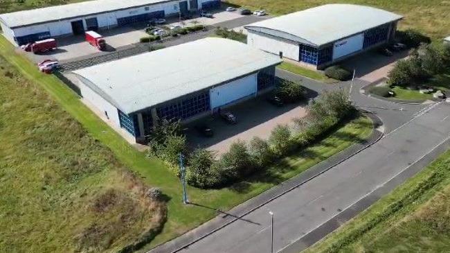 An aerial view of a large industrial unit 