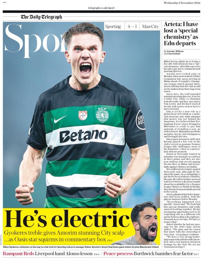 The Daily Telegraph sports section 