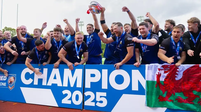 North Wales Crusaders celebrate last year's League One title success