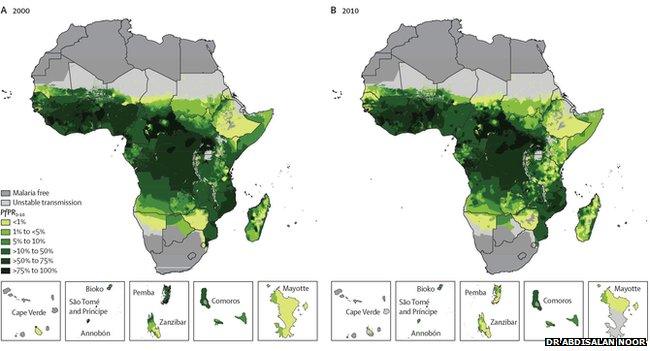 Africa malaria map