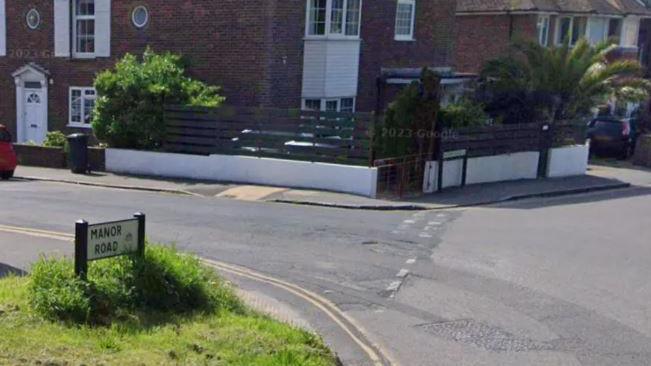 The junction of Church Place and Manor Road 